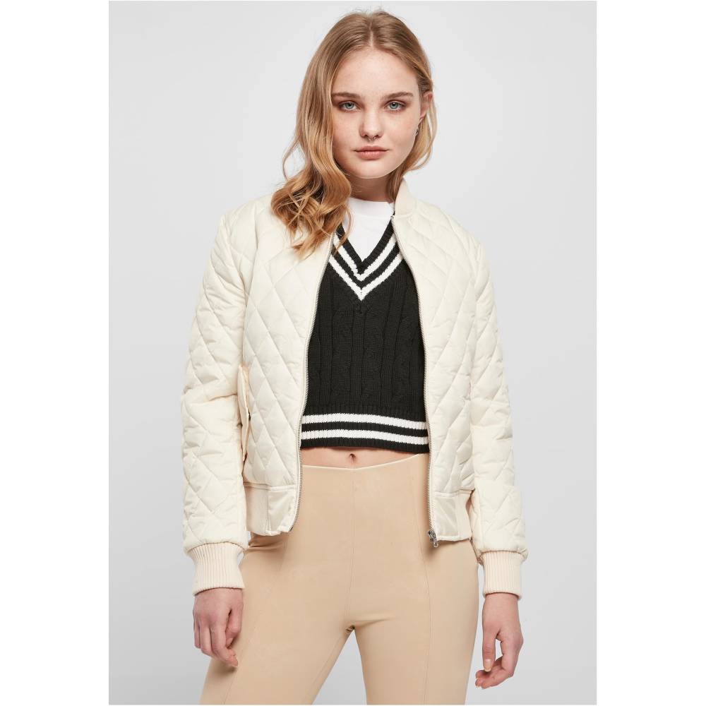 Urban Classics - Diamond Quilt Nylon Jacket - Ivory coloured